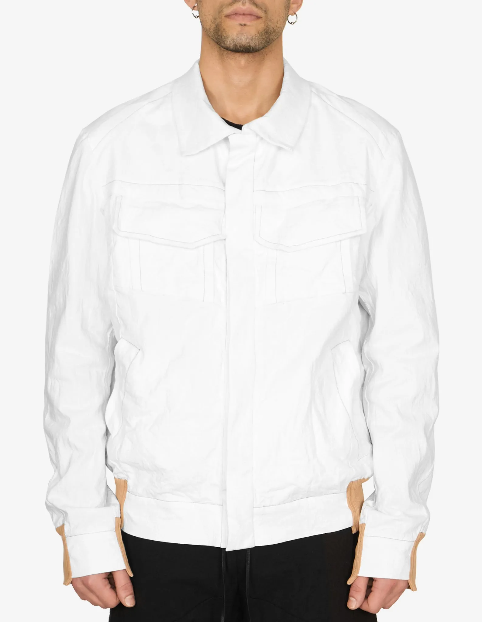 Ribbed-Cuff Denim Jacket