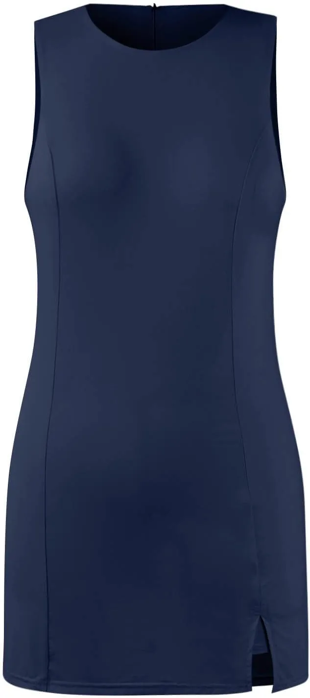 Skort Dress for Women Sleeveless Bodycon Side Slit Mini Tennis Dress with Shorts Cute Summer Active Comfy Shift Dresses