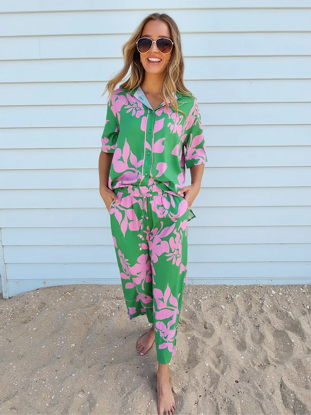 Spring Wide Leg Pant - Emerald