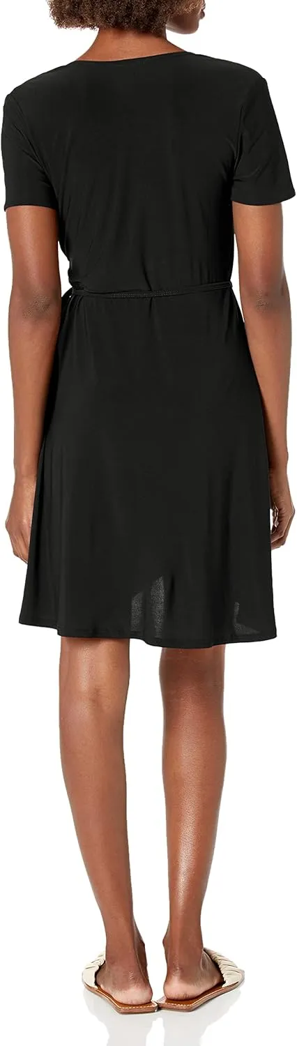 Star Vixen Women's Plus-Size Short-Sleeve Ballerina Wrap Dress