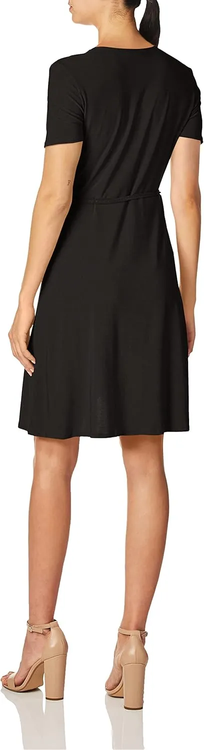 Star Vixen Women's Plus-Size Short-Sleeve Ballerina Wrap Dress