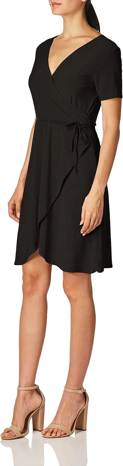 Star Vixen Women's Plus-Size Short-Sleeve Ballerina Wrap Dress