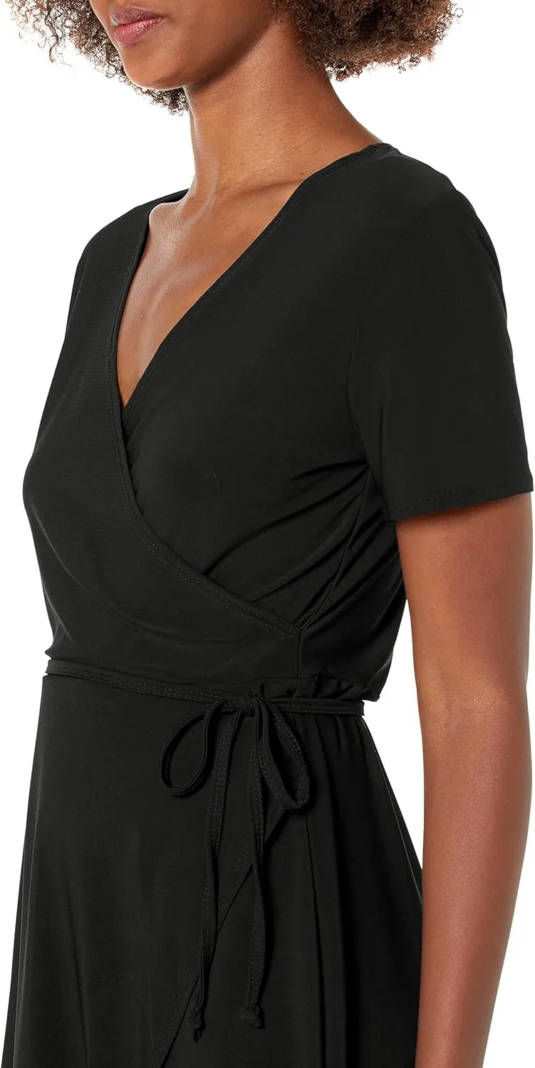 Star Vixen Women's Plus-Size Short-Sleeve Ballerina Wrap Dress