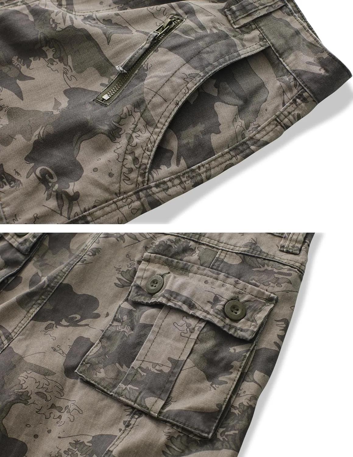 TRGPSG Men's Wild Cargo Pants, Camo Pants Cotton Casual Work Hiking Pants with 8 Pockets