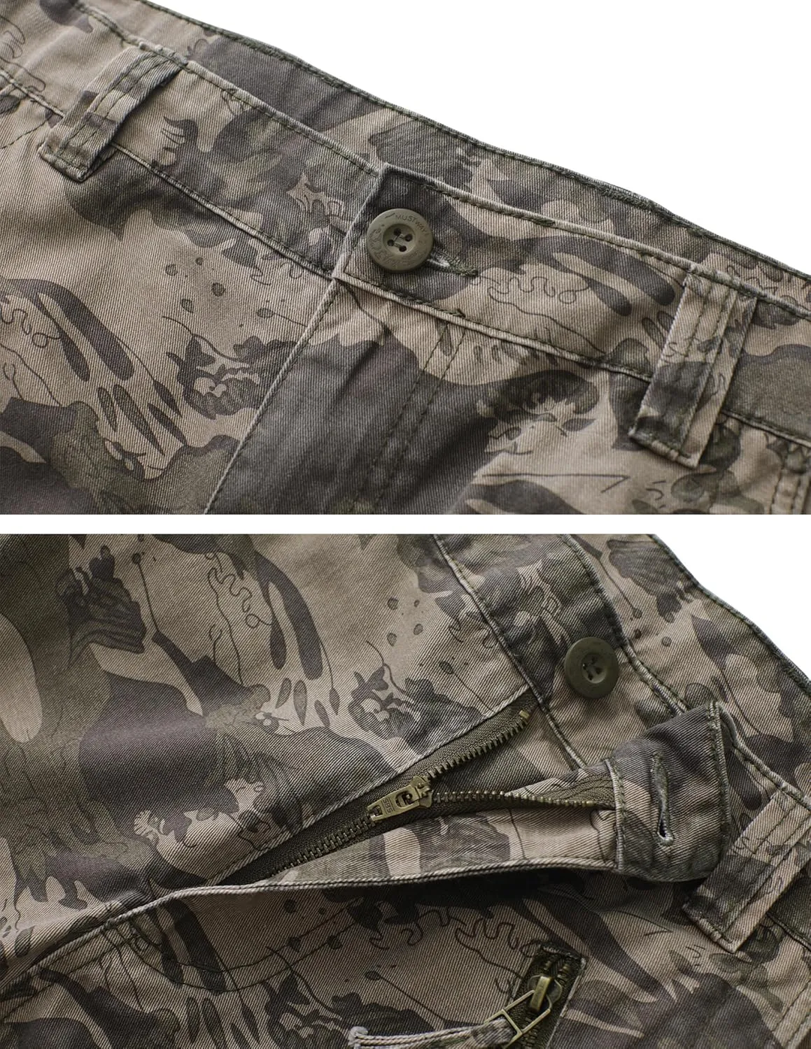 TRGPSG Men's Wild Cargo Pants, Camo Pants Cotton Casual Work Hiking Pants with 8 Pockets