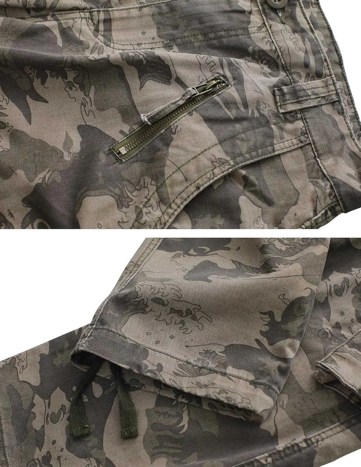 TRGPSG Men's Wild Cargo Pants, Camo Pants Cotton Casual Work Hiking Pants with 8 Pockets