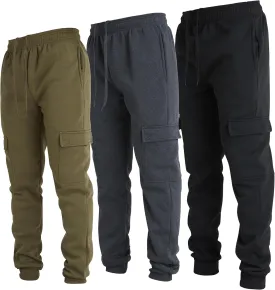 Ultra Performance 3 Pack Mens Sweatpants, Fleece Cargo Joggers for Men with Pockets