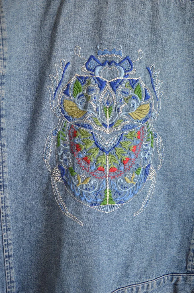 Up-Cycled Ornate Beetle Denim Jacket | M