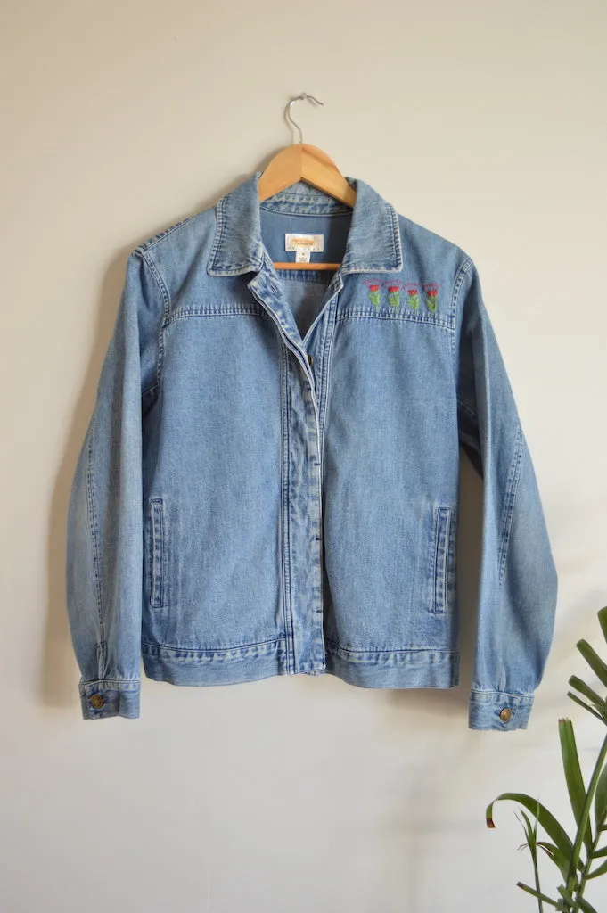 Up-Cycled Ornate Beetle Denim Jacket | M
