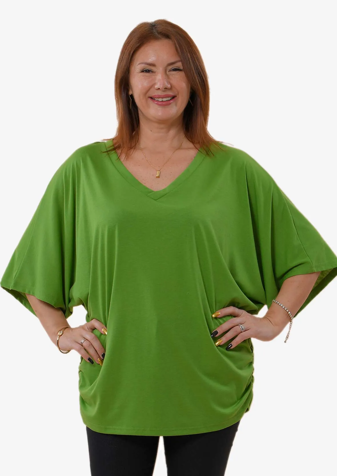 V-Neck Cotton Batwing Top