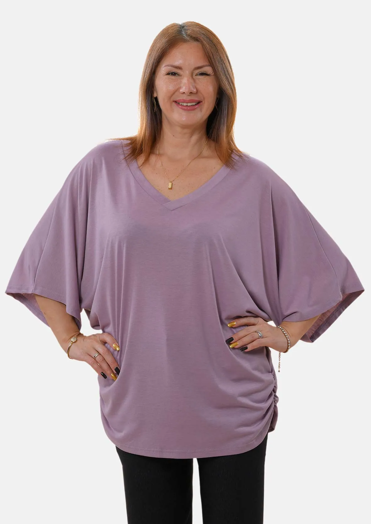 V-Neck Cotton Batwing Top