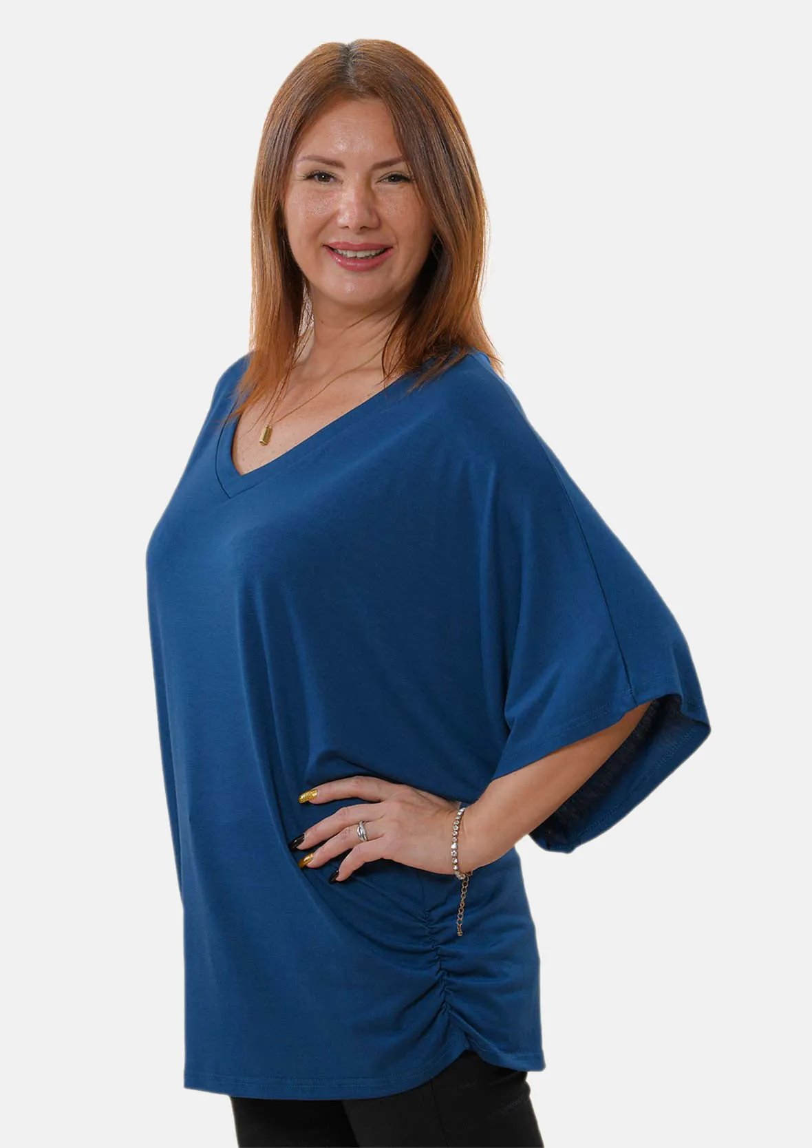 V-Neck Cotton Batwing Top