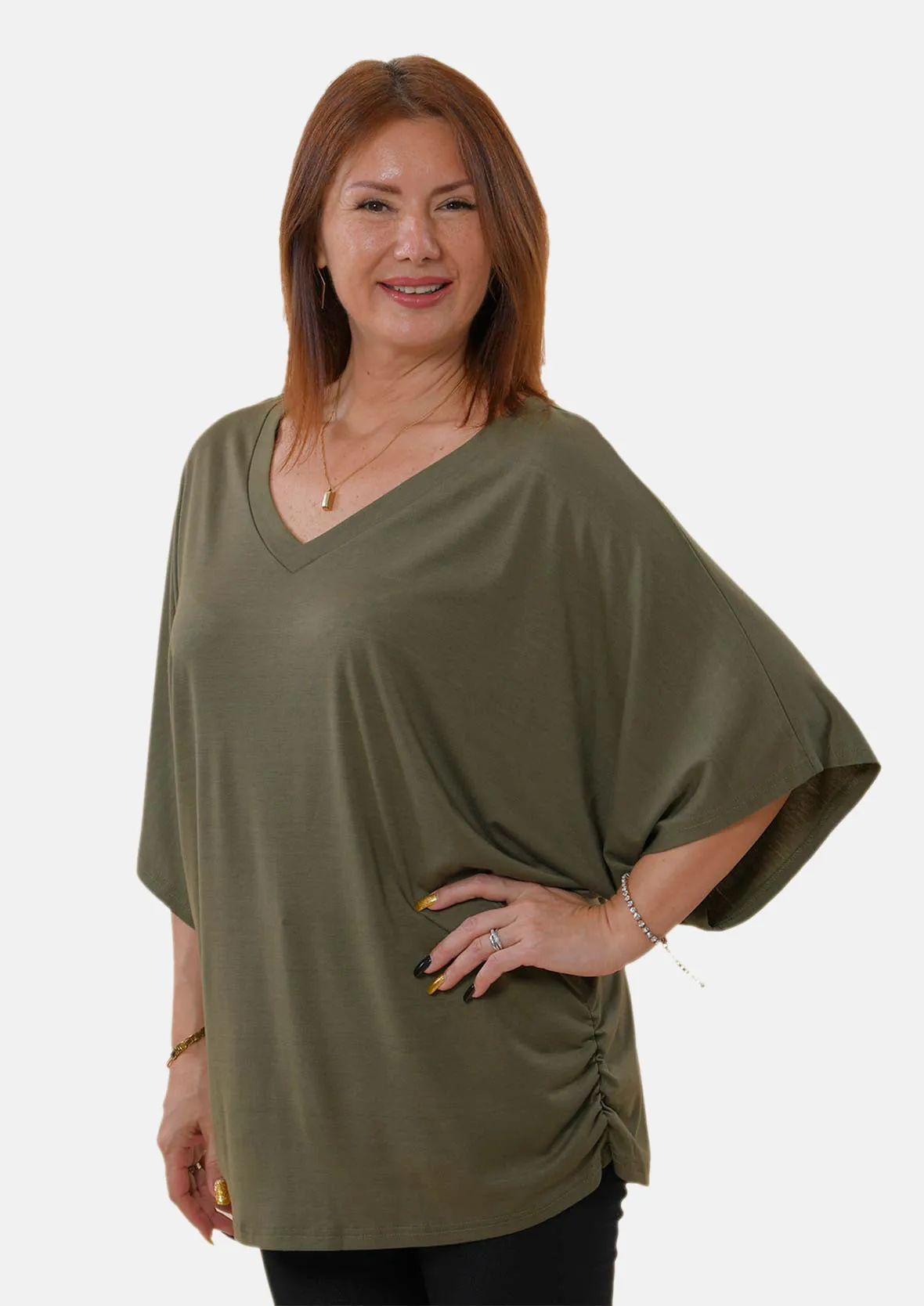 V-Neck Cotton Batwing Top