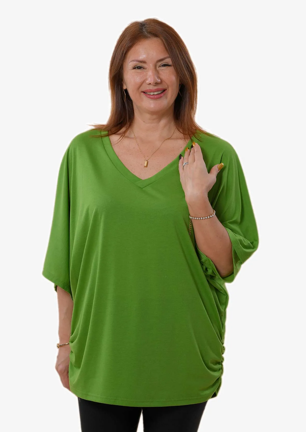 V-Neck Cotton Batwing Top
