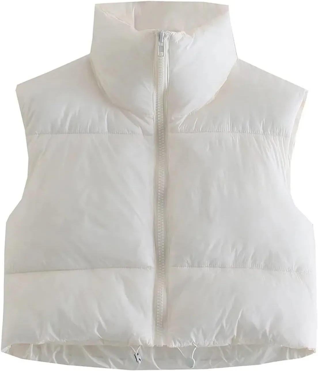 Women Cropped Puffer Vest Padded Down Jacket Stand Up Collar Coat Short Coat Jacket Winter Vest Outerwear with Pockets