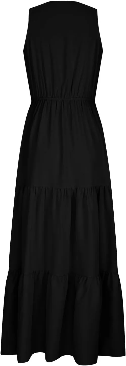 Women Summer Dresses Casual Sleeveless Maxi Dresses Cute Flowy Floral Dress Boho Long Dress Hawaiian Beach Dress