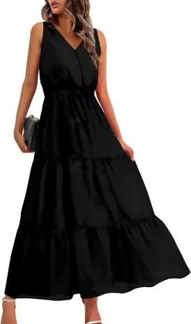 Women Summer Dresses Casual Sleeveless Maxi Dresses Cute Flowy Floral Dress Boho Long Dress Hawaiian Beach Dress