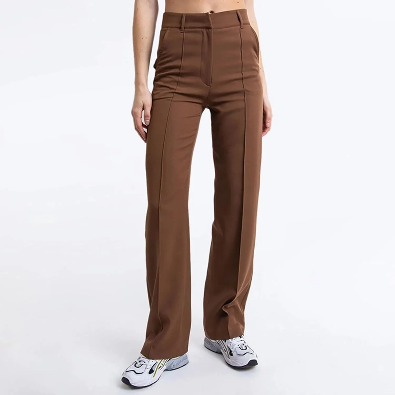 Women's Business Casual Pants Color Pants Fashion Straight-Leg Trousers Slim-Fit with Pockets Flowy Pants