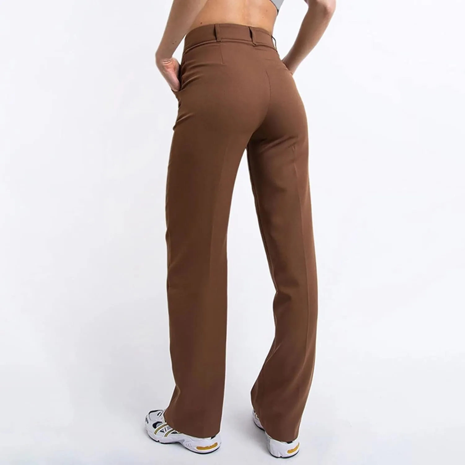 Women's Business Casual Pants Color Pants Fashion Straight-Leg Trousers Slim-Fit with Pockets Flowy Pants