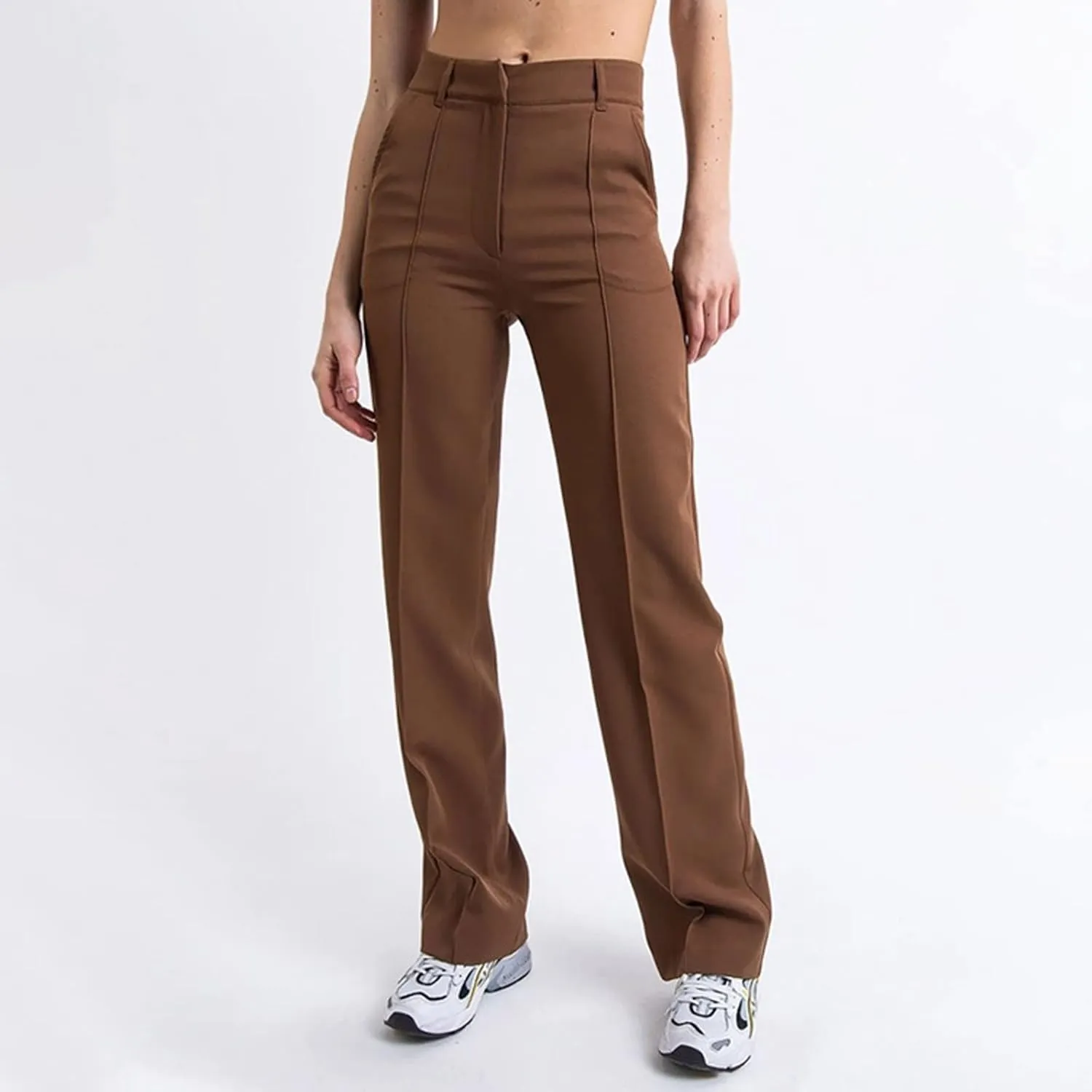 Women's Business Casual Pants Color Pants Fashion Straight-Leg Trousers Slim-Fit with Pockets Flowy Pants