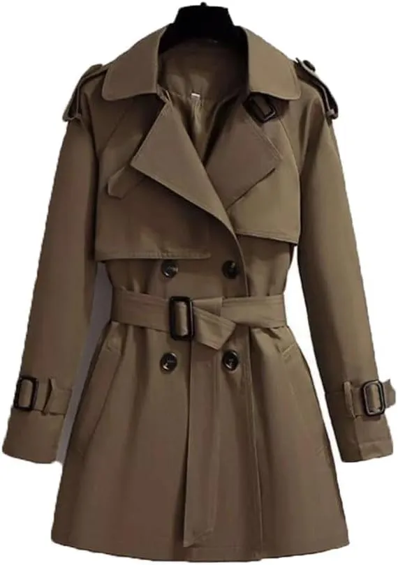 Women's Short Trench Coat Korean Style Lapel Autumn Jackets Coat