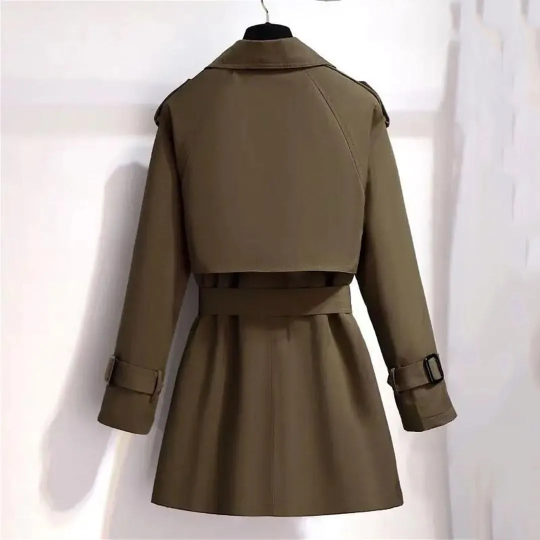 Women's Short Trench Coat Korean Style Lapel Autumn Jackets Coat