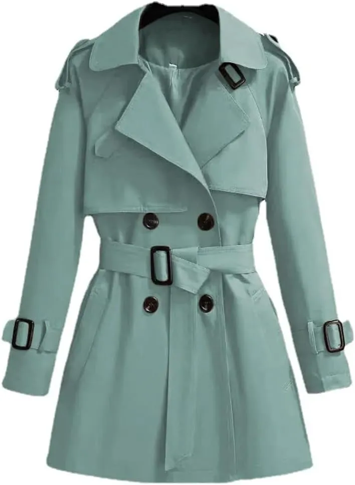Women's Short Trench Coat Korean Style Lapel Autumn Jackets Coat