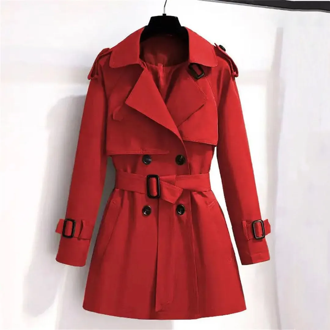 Women's Short Trench Coat Korean Style Lapel Autumn Jackets Coat