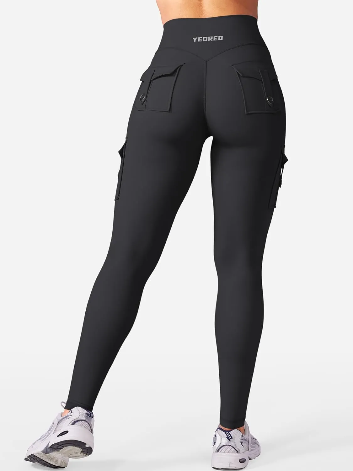 YEOREO CoreFlex Workout Cargo Leggings with Pockets for Women Hidden Scrunch Butt Lifting Leggings Gym Yoga Pants