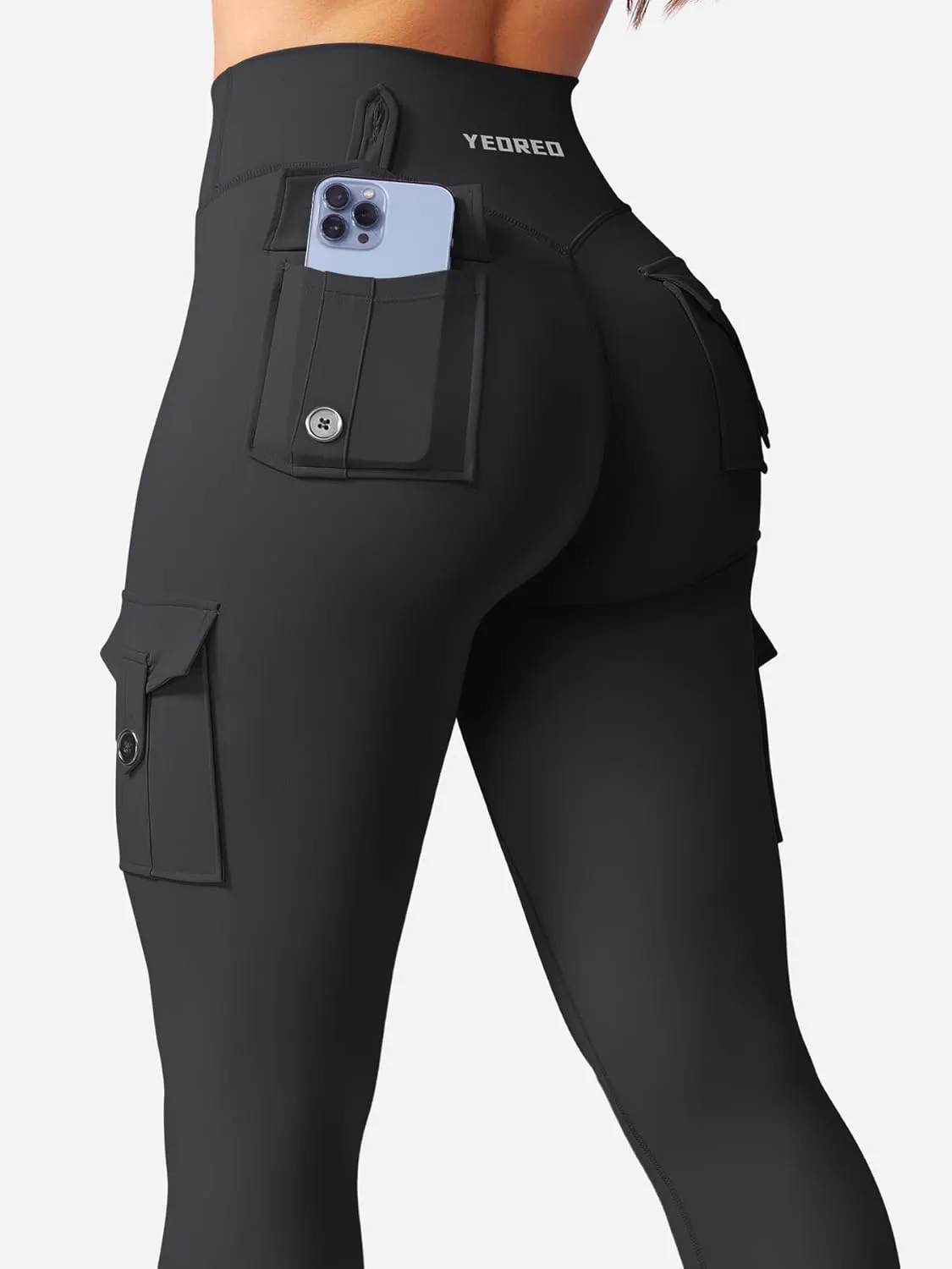 YEOREO CoreFlex Workout Cargo Leggings with Pockets for Women Hidden Scrunch Butt Lifting Leggings Gym Yoga Pants
