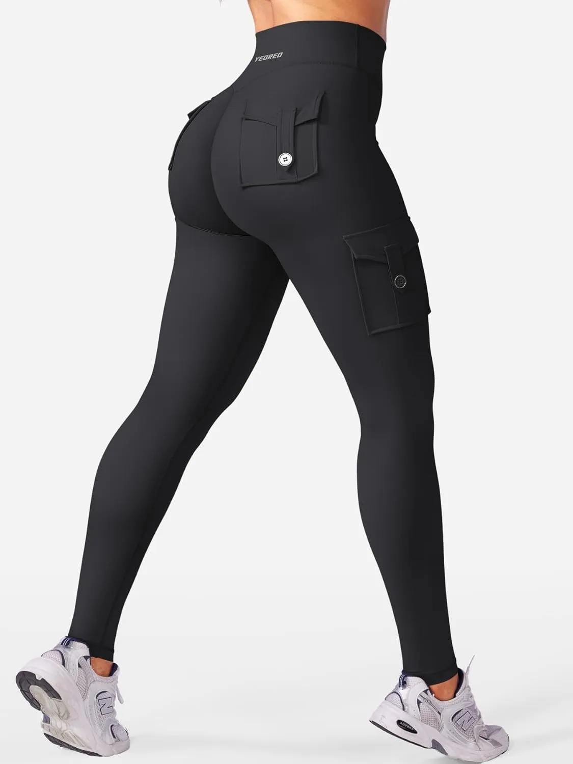 YEOREO CoreFlex Workout Cargo Leggings with Pockets for Women Hidden Scrunch Butt Lifting Leggings Gym Yoga Pants